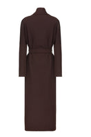 Dark brown Vaska oversized scarf collar coat with a cozy, plush design and relaxed fit for stylish winter warmth.