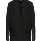 Vaska structured black jacket with leather gloves sleeves, slim fit, stylish outerwear for a modern look.