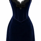 Navy velvet mini dress by Urban Muse with a fitted silhouette and elegant design, perfect for stylish occasions.