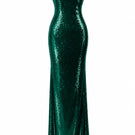 Urban Muse Veridian gown in vibrant green, flowing fabric with elegant design, perfect for formal occasions.