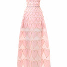 Blush pink embellished gown with heart motif from Happy Clothing, featuring intricate details and elegant flowing fabric.
