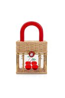 Waiwai Rio Cacau Cherry top handle bag with a sleek design, featuring a cherry pattern and a stylish top handle.