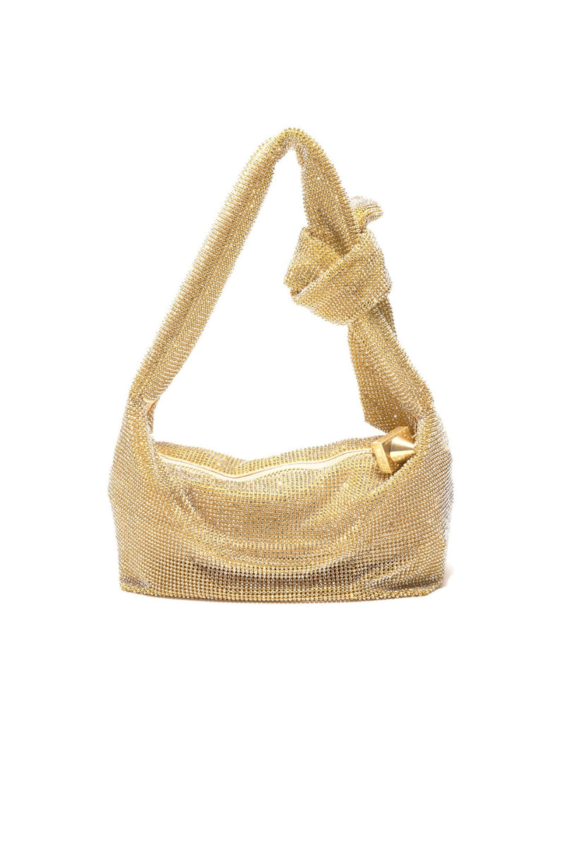 Emm Kuo Waverly shoulder bag in champagne color, featuring a sleek design and elegant leather finish.