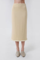 Delegan wool midi skirt displayed from the front, showcasing its classic design and tailored fit.