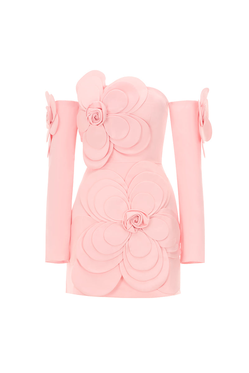 CULT MIA X HAPPY CLOTHING AMORA A-LINE SLEEVED VELVET MINI DRESS IN PINK - CULT MIA