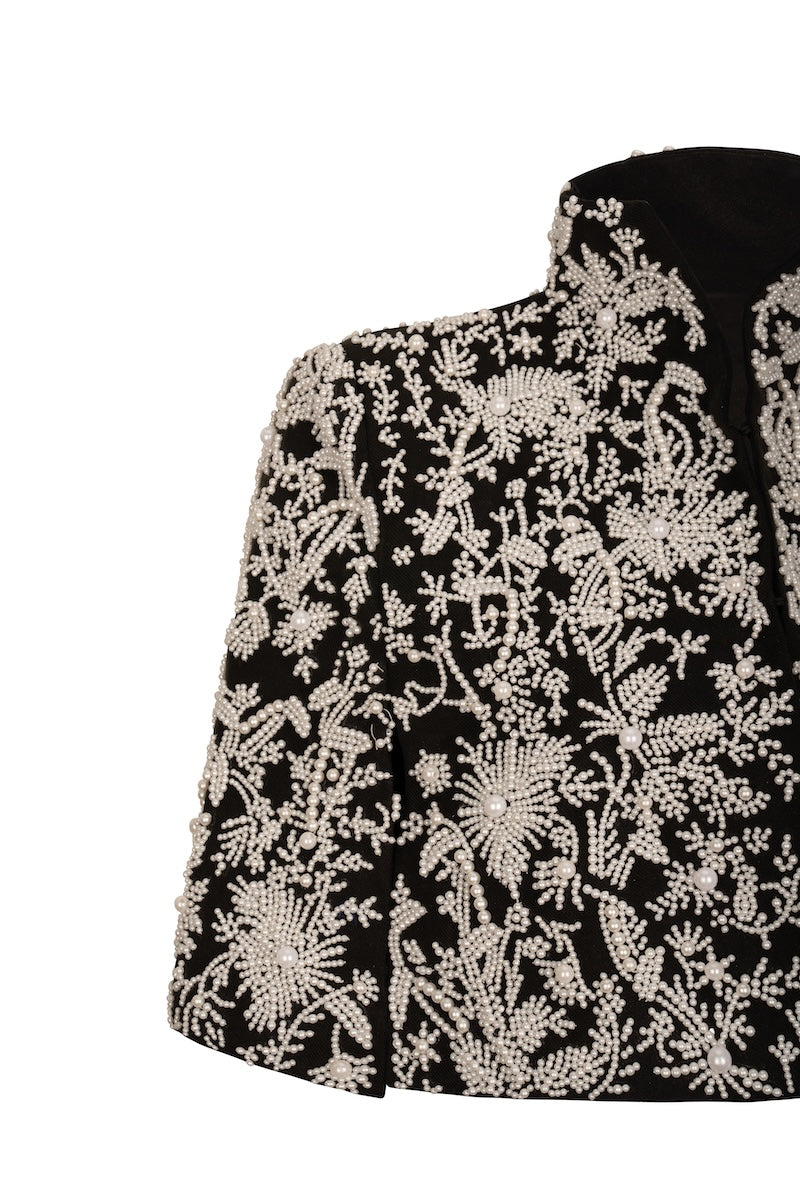 Nadya Shah Cape Anais jacket in soft fabric, featuring a stylish draped design and elegant silhouette.