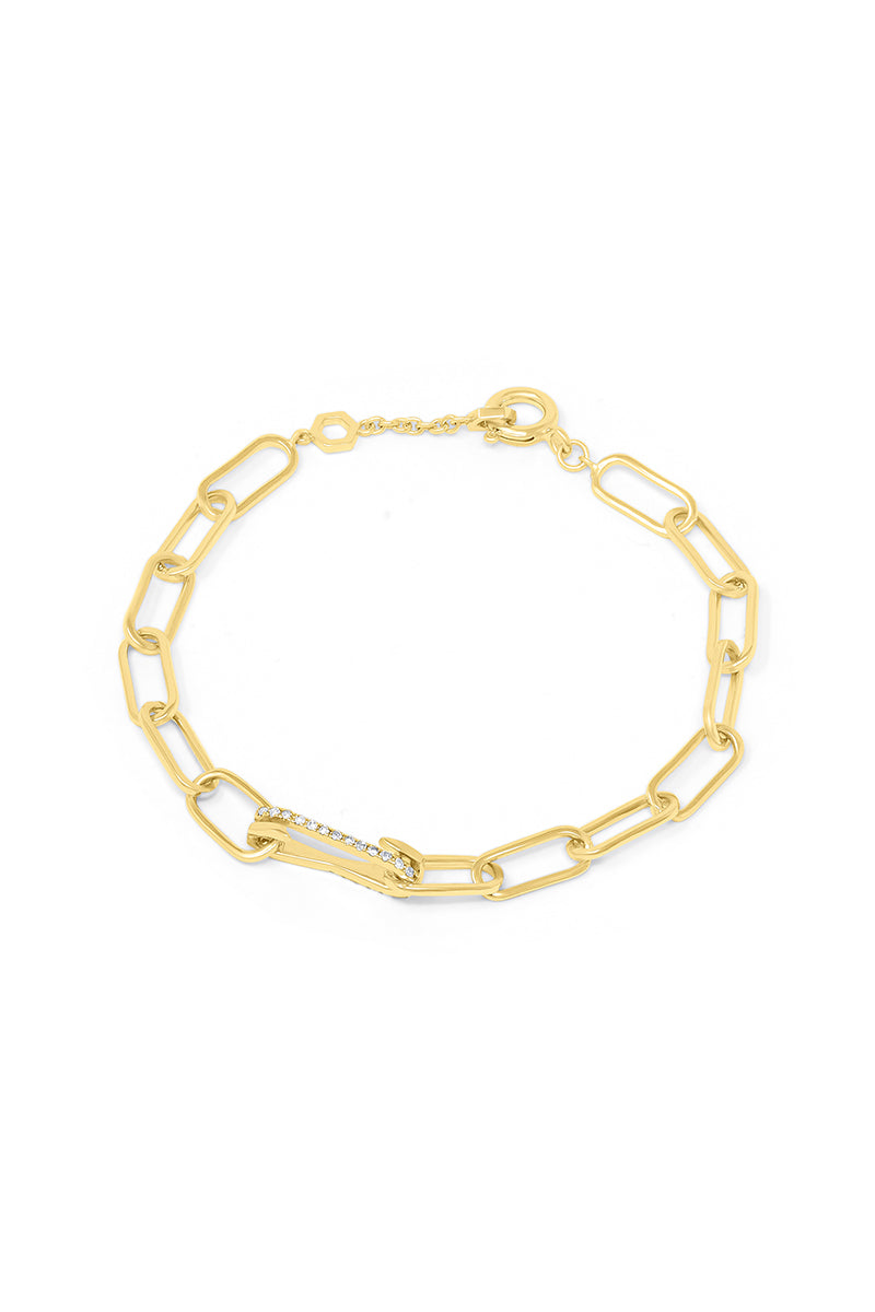Gold-plated silver XAVI bracelet with diamond chain design from EDXÚ, featuring yellow vermeil finish and intricate detailing.