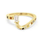 Gold plated silver Alexi ring with colorful gemstones and enamel detailing, showcasing intricate jewelry craftsmanship.
