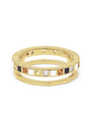 Gold-plated silver Nova ring with vibrant gemstones and enamel detailing, showcasing a modern, stylish jewelry piece by EDXÚ.