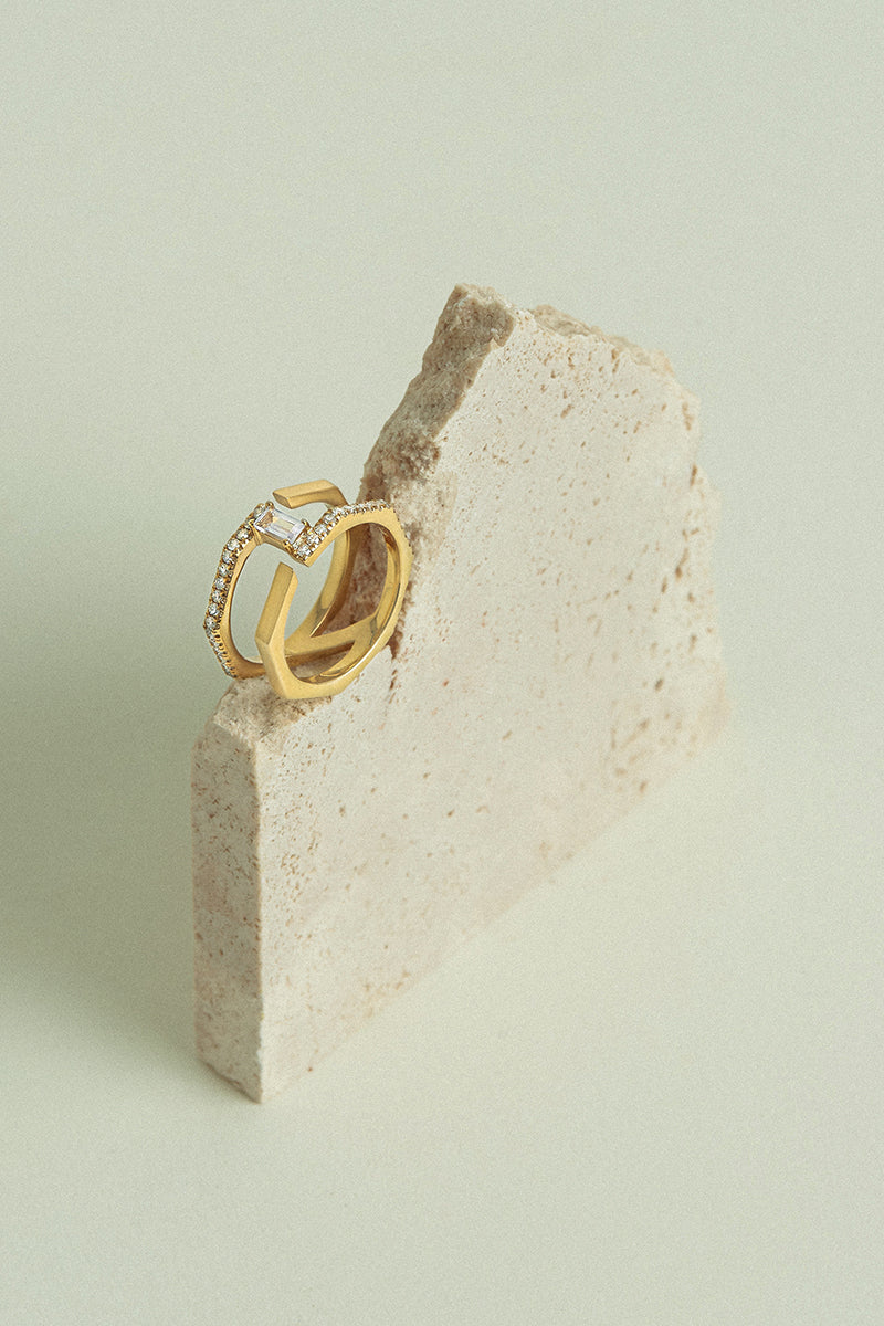 NEXUS RING IN GOLD PLATED SILVER - CULT MIA