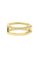 Gold-plated silver Nexus ring by EDXÚ featuring a sapphire and diamond accent, showcasing elegant jewelry design.