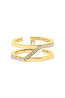 Gold plated silver Nexus ring by EDXÚ featuring a sapphire and diamond accent, showcasing elegant jewelry design.