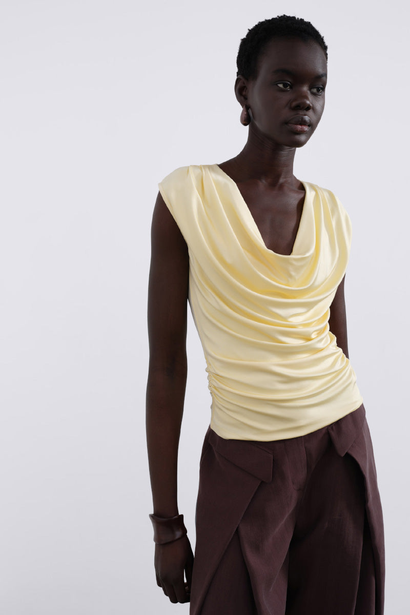 YLUNE LIQUID DRAPE TOP IN BUTTER YELLOW