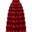 HAPPY CLOTHING CULT MIA X burgundy gown with embellished heart motif, elegant long dress with decorative details.