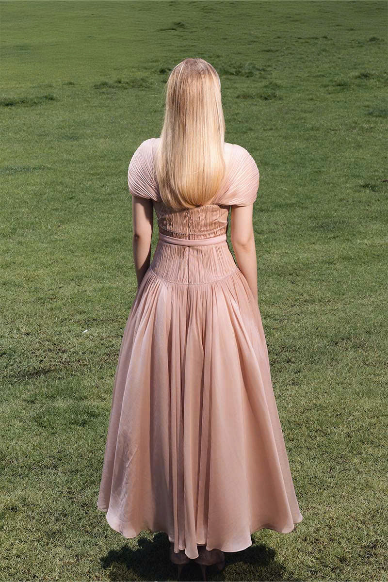 MUSHROOM MIDI DRESS WITH PLEATS - CULT MIA