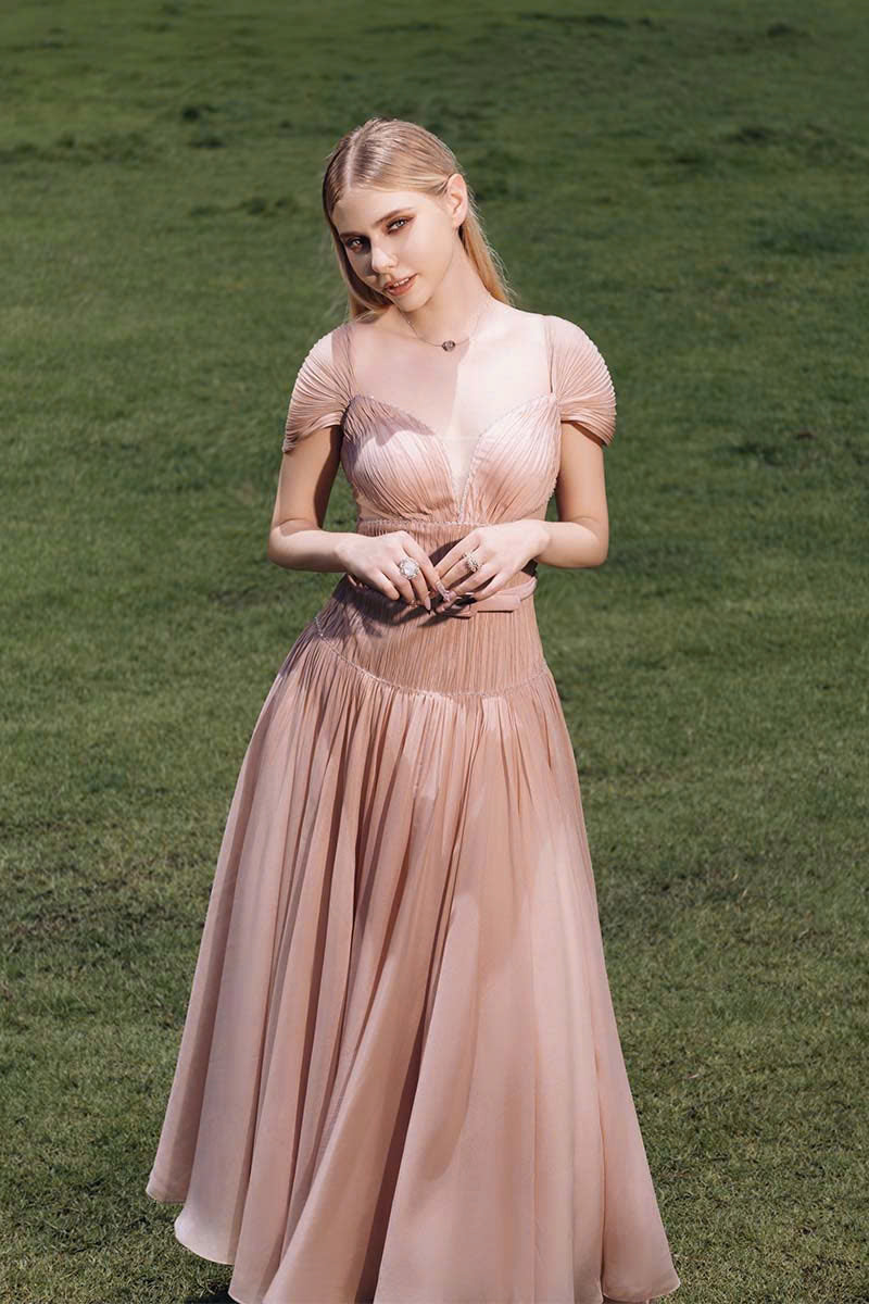 MUSHROOM MIDI DRESS WITH PLEATS - CULT MIA
