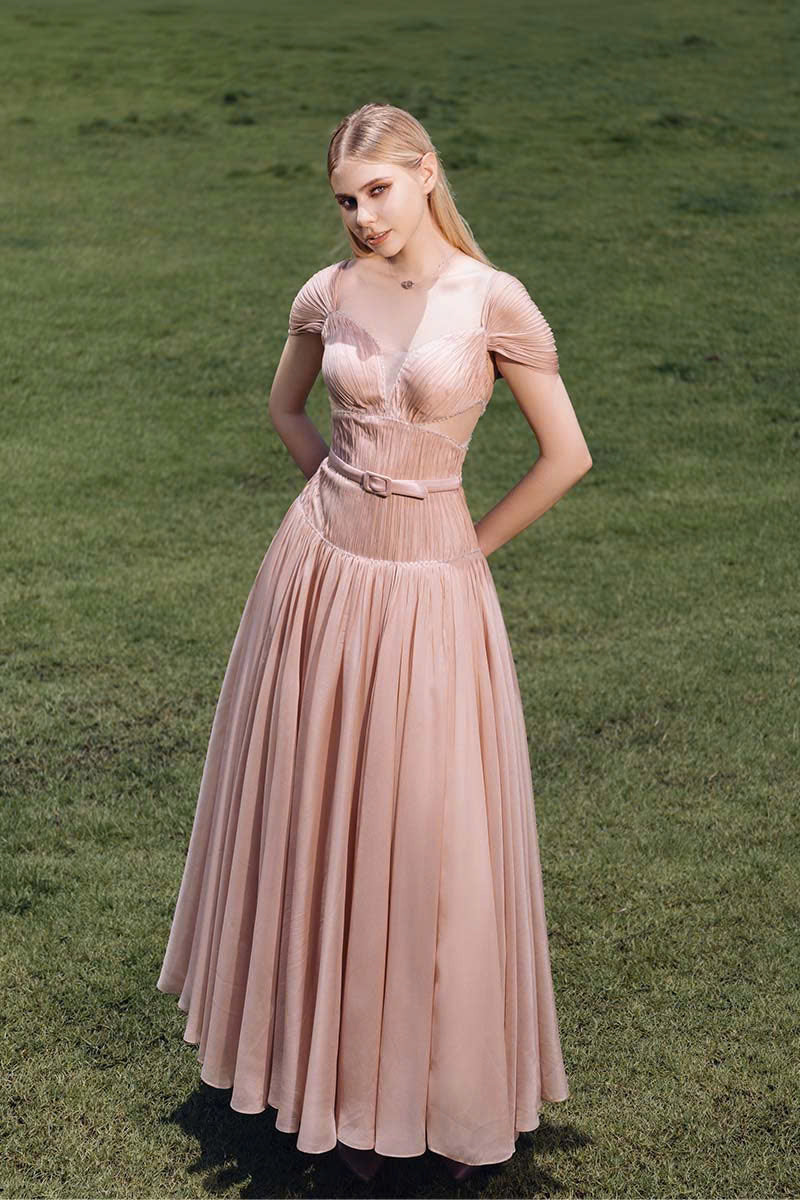 MUSHROOM MIDI DRESS WITH PLEATS - CULT MIA