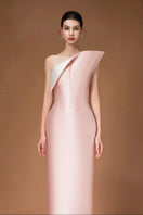 Elegant strapless silk Tafta long gown by HACCHIC COUTURE, flowing silhouette with smooth fabric and subtle draping.