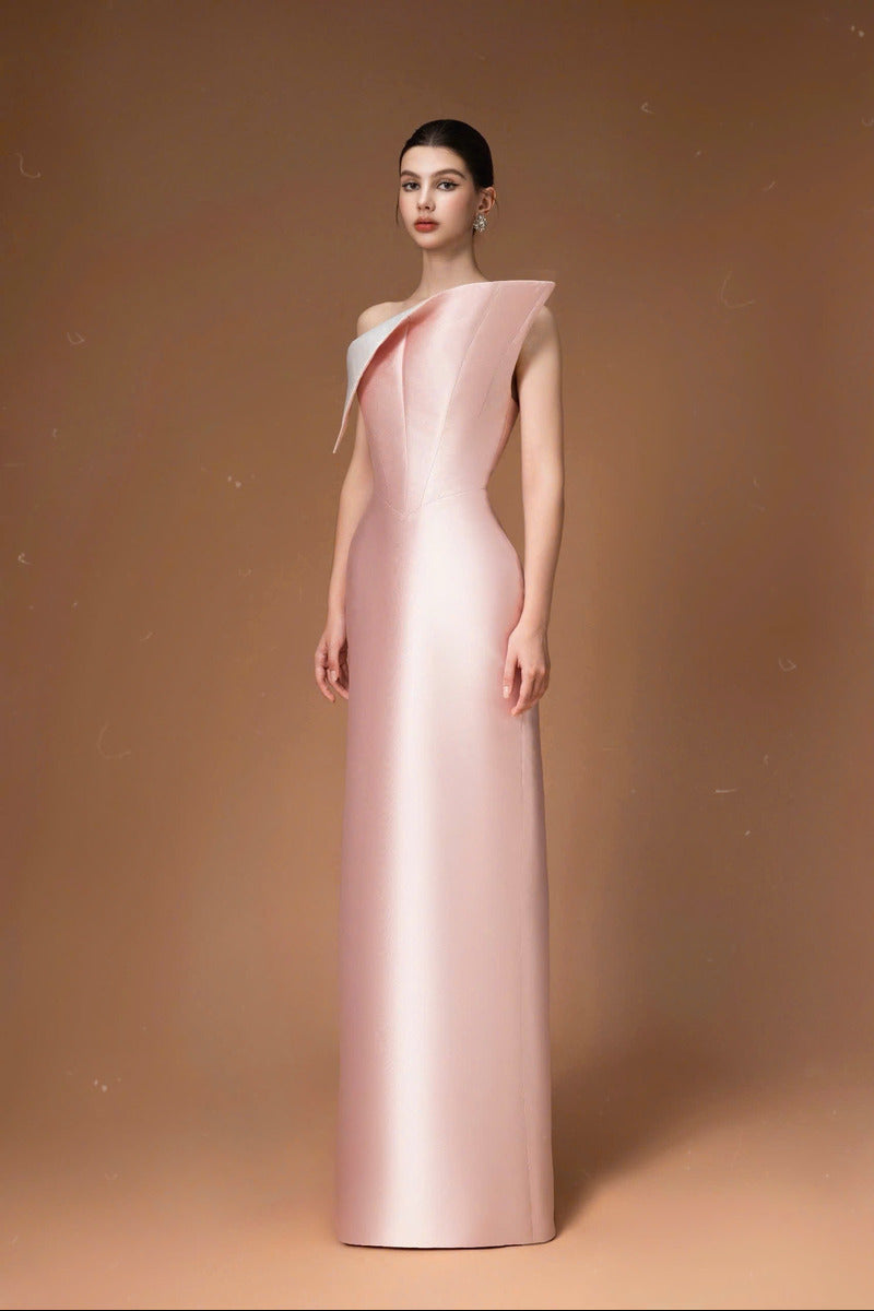 STRAPLESS SILK TAFTA LONG DRESS - CULT MIA