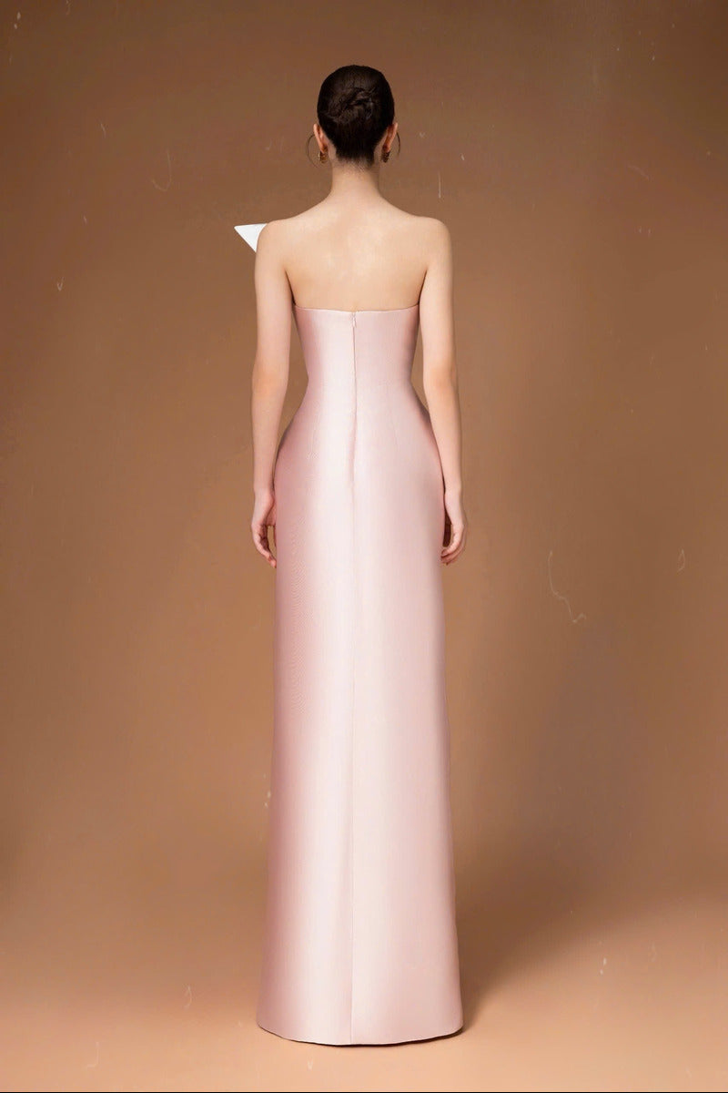 STRAPLESS SILK TAFTA LONG DRESS - CULT MIA