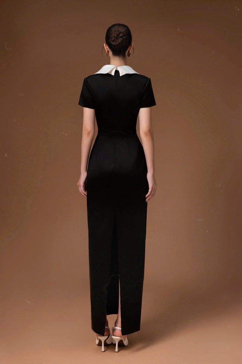 SWEETHEART BOWTIE LONG DRESS IN BLACK - CULT MIA