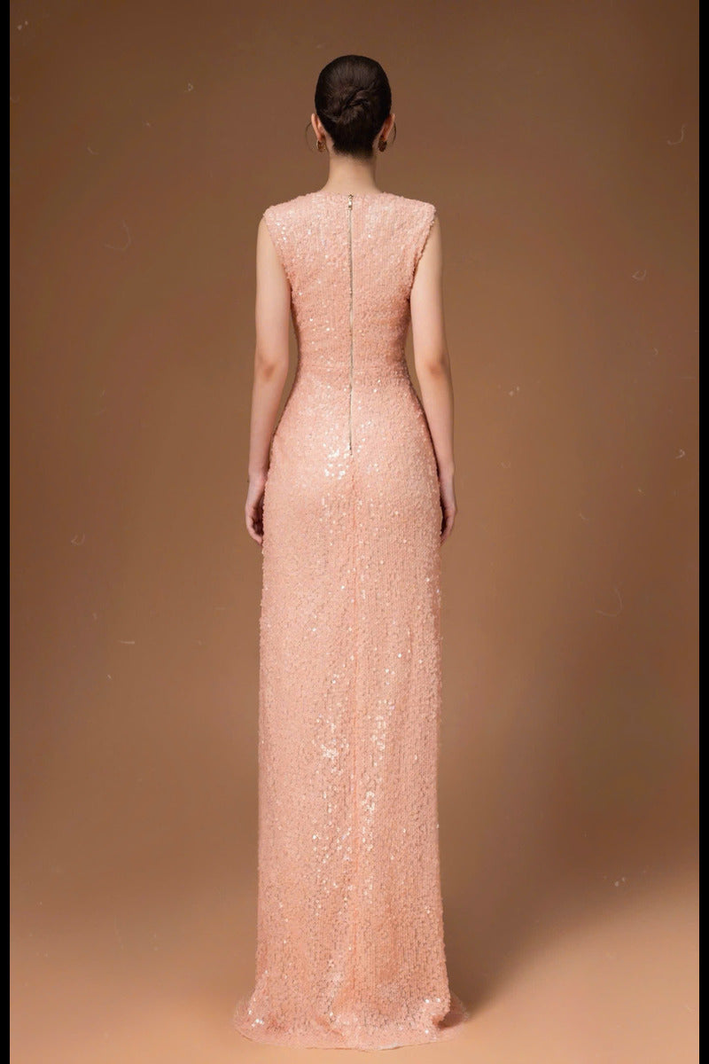 SEQUIN LONG DRESS IN PINK - CULT MIA