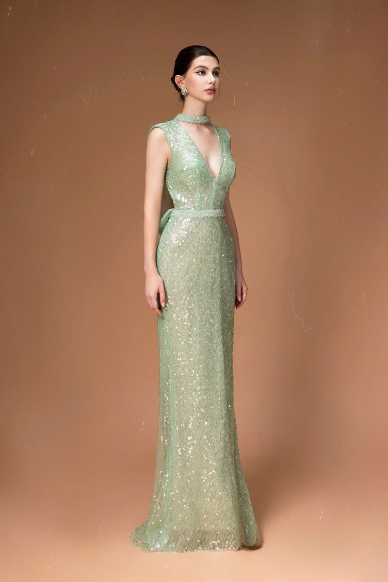 CUTOUT SEQUIN DRESS IN MINT | CULT MIA