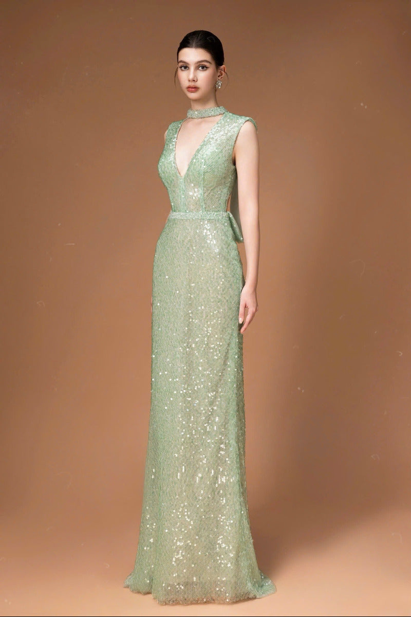 CUTOUT SEQUIN DRESS IN MINT | CULT MIA | HACCHIC COUTURE CUTOUT SEQUIN DRESS IN MINT | CULT MIA | HACCHIC COUTURE
