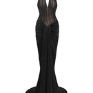 Le Thanh Hoa Venus halter gown featuring elegant fabric and stylish design, perfect for formal occasions.
