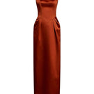 HACCHIC COUTURE Amelia strap dress in champagne orange, elegant gown with a fitted bodice and flowing skirt, perfect for formal occasions.