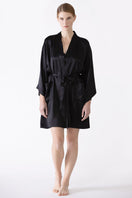 Black NK IMODE zero waste robe, front view showcasing sustainable, eco-friendly design and comfortable fit.