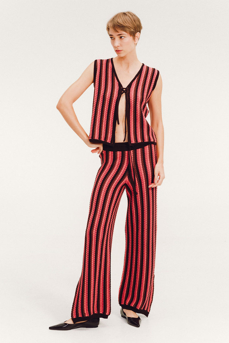Vorn Design ZUMARI rosewood co-ords set, featuring matching top and pants with a stylish, natural wood-inspired pattern.