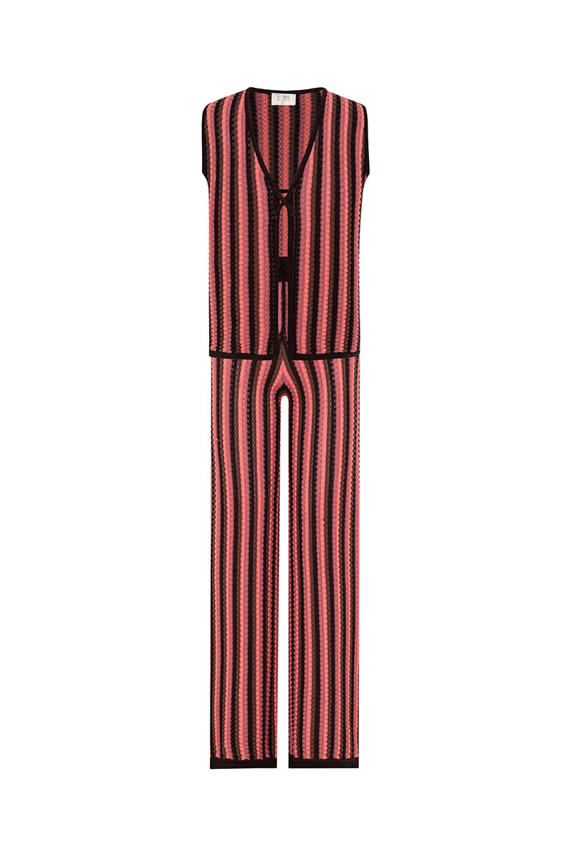 Vorn Design ZUMARI rosewood co-ord set featuring a fitted top and matching pants, displayed on a neutral background.