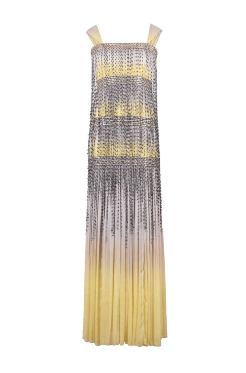 HAND-EMBROIDERED GRADIENT CHIFFON MAXI DRESS | AKHL | CULT MIA