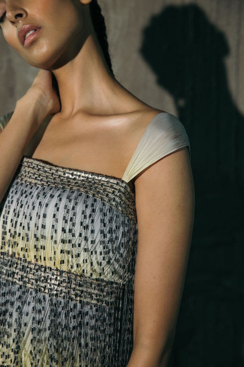 HAND-EMBROIDERED GRADIENT CHIFFON MAXI DRESS | AKHL | CULT MIA