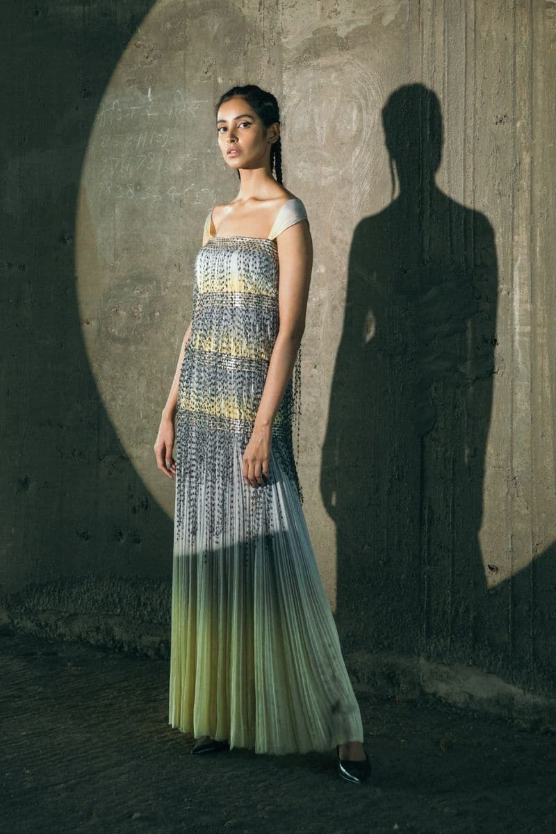 HAND-EMBROIDERED GRADIENT CHIFFON MAXI DRESS | AKHL | CULT MIA