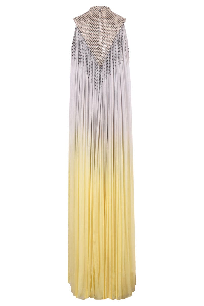 collared chiffon dress Pleated Midi Dress With Chiffon Sleeves & Collared Neck | Avenue 8