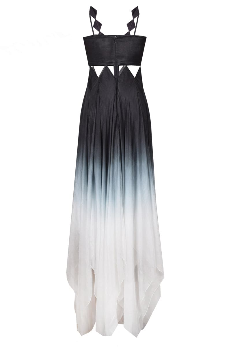 SILK GRADIENT MAXI DRESS WITH SEQUIN STRAPS | CULT MIA | AKHL SILK GRADIENT MAXI DRESS WITH SEQUIN STRAPS | CULT MIA | AKHL