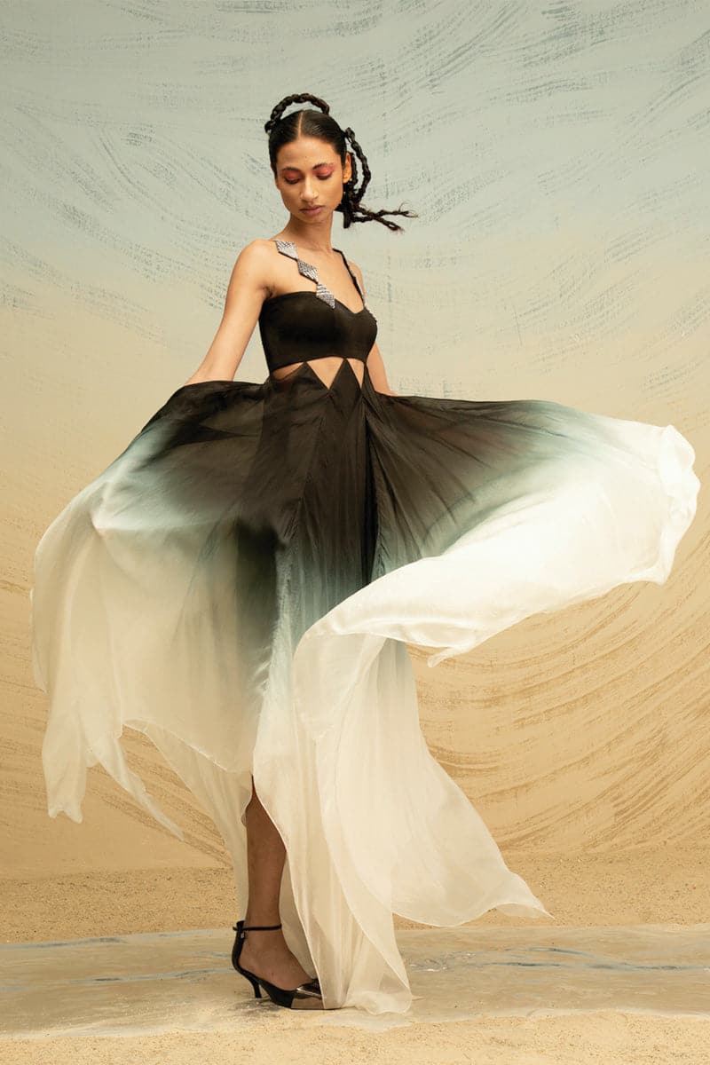 SILK GRADIENT MAXI DRESS WITH SEQUIN STRAPS | CULT MIA | AKHL SILK GRADIENT MAXI DRESS WITH SEQUIN STRAPS | CULT MIA | AKHL