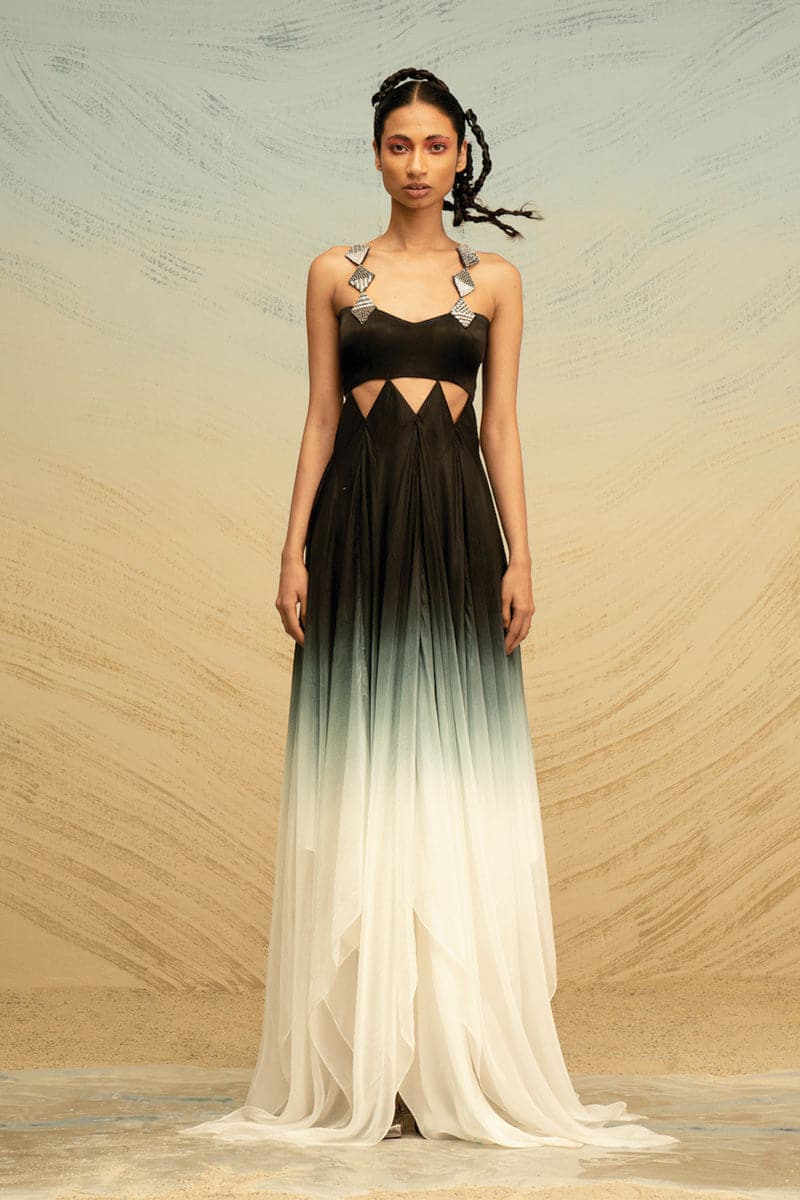 SILK GRADIENT MAXI DRESS WITH SEQUIN STRAPS | AKHL | CULT MIA