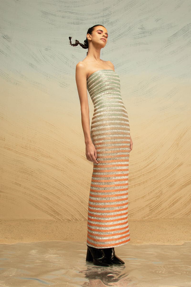 gradient maxi dress Andromeda Cut-out Maxi Dress (Blue-Gradient), S / Lagoon Gradient / Drawstring