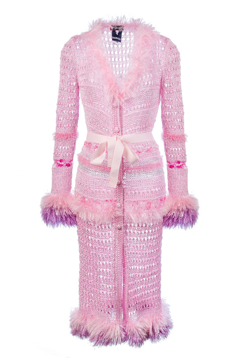 MONROE PINK HANDMADE KNIT CARDIGAN-DRESS | Andreeva | CULT MIA