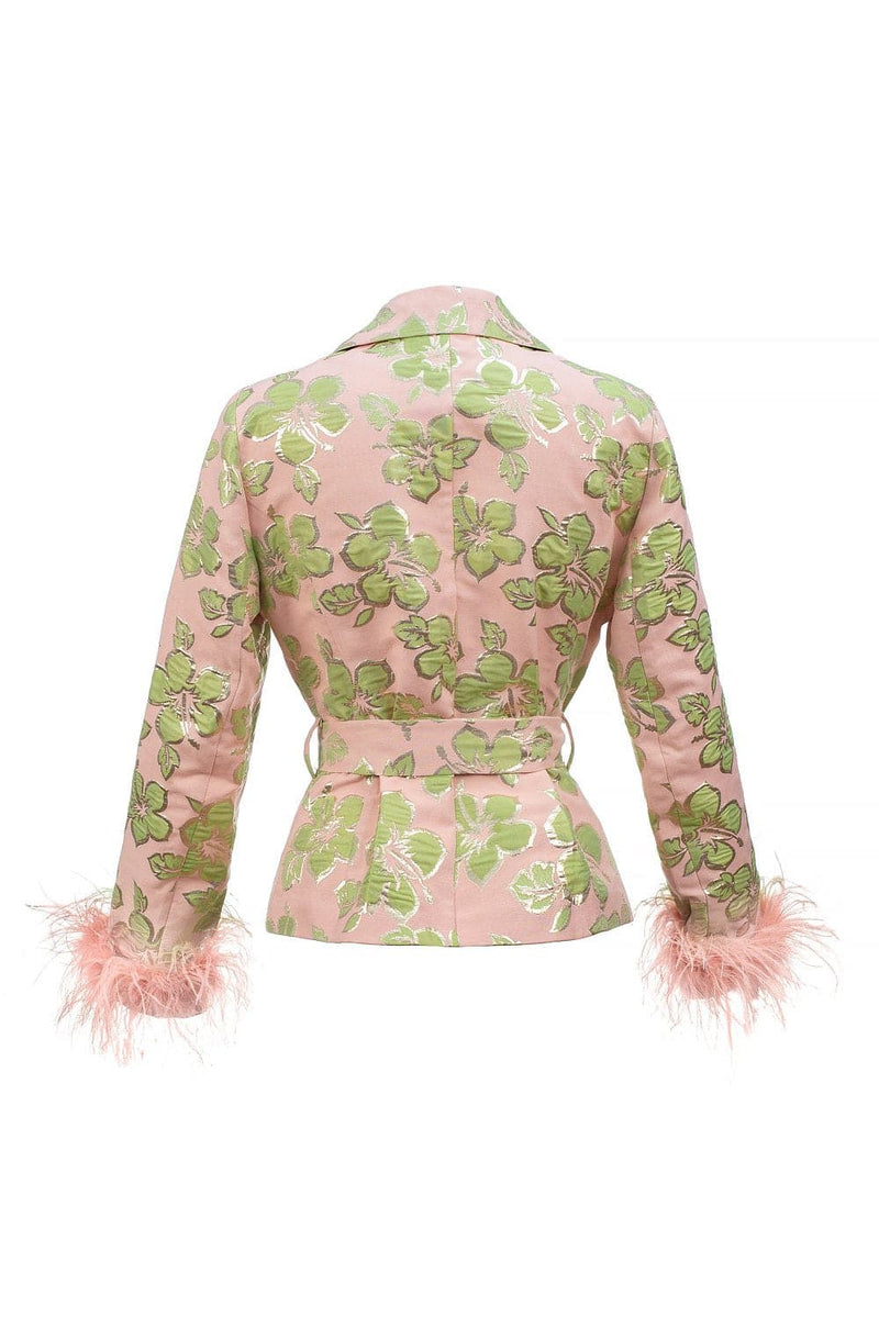 FEATHER-TRIMMED JACQUARD JACKET | Andreeva | CULT MIA