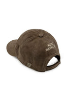 Bassigue Respect Personal Space brown upcycled hat, stylish wide-brim design, one size, eco-friendly fashion accessory.