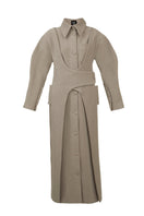 Gray asymmetric wool-blend coat by Blikvanger, featuring a stylish, modern design and tailored fit in a cozy fabric.