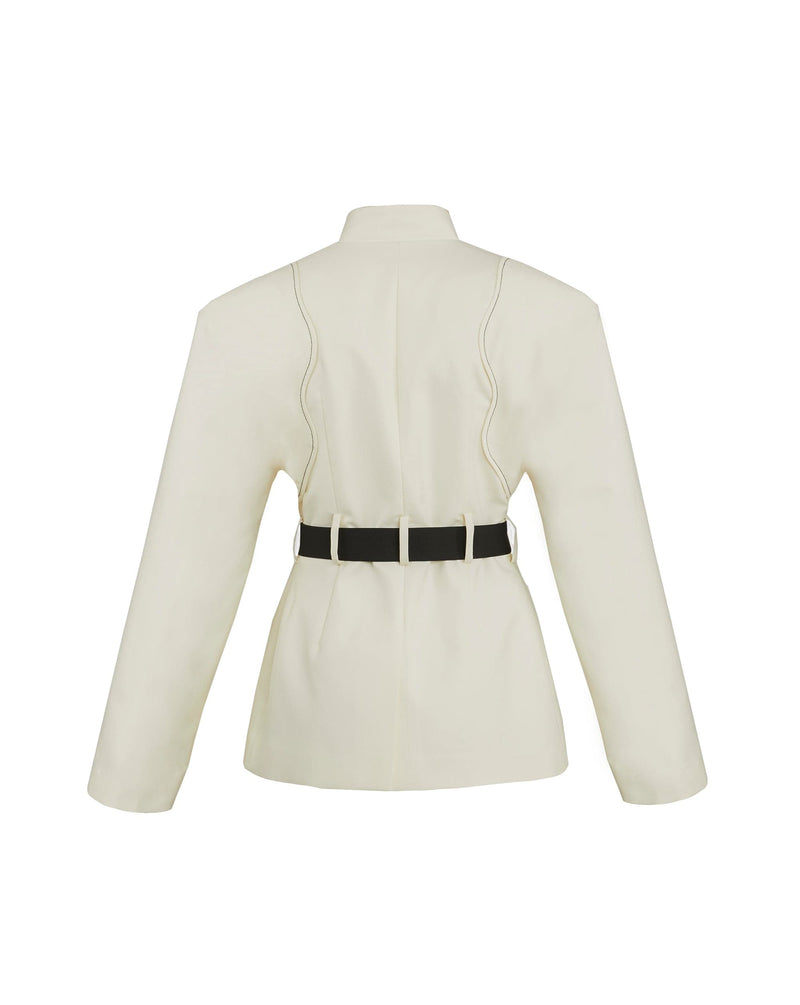 SAMPLE - BELTED HIGH COLLAR JACKET | Blikvanger | CULT MIA