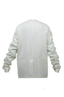 Long white blazer with crumple sleeves from Blikvanger, featuring a tailored fit and stylish design for a sophisticated look.
