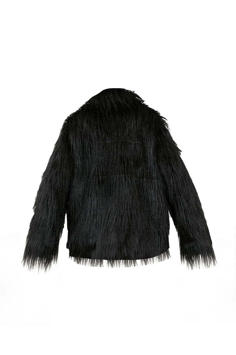 FAUX FUR BLACK SHAGGY JACKET | Blikvanger | CULT MIA