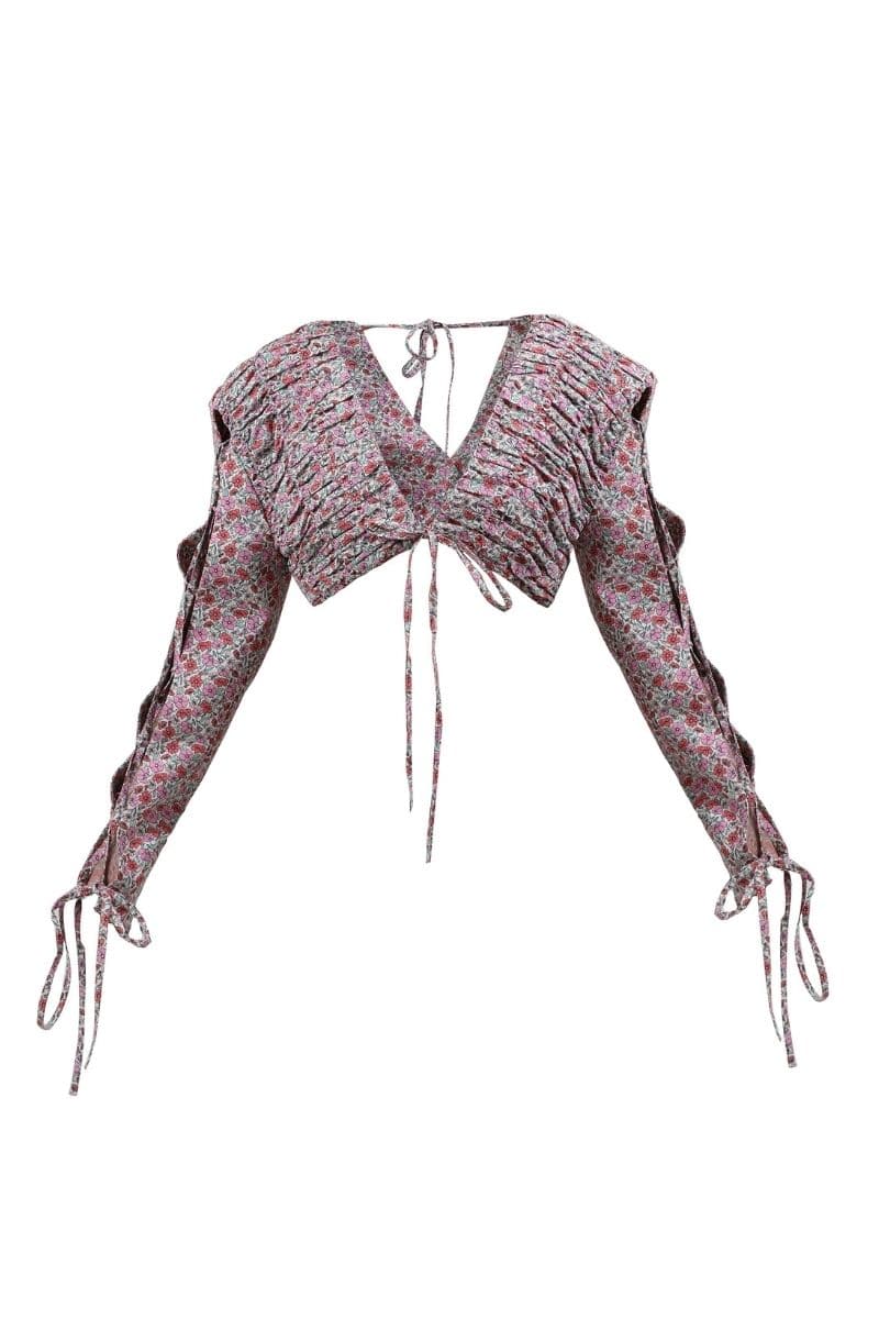 FLORAL CROPPED BLAZER | Blikvanger | CULT MIA