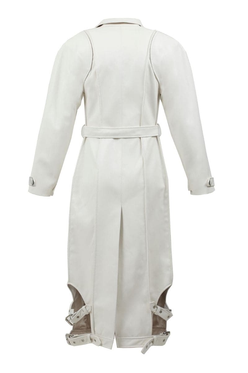 WHITE FAUX LEATHER TRENCH COAT | Blikvanger | CULT MIA